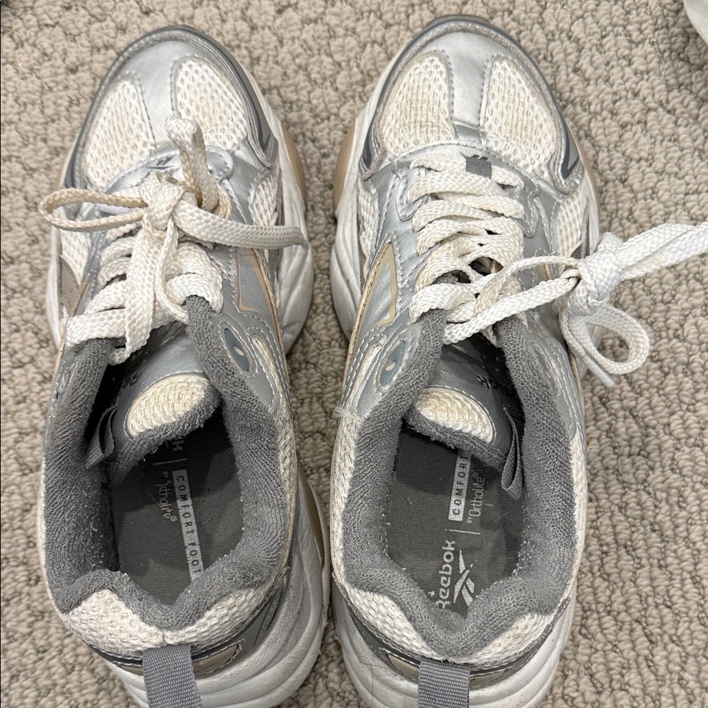 Reebok Women's Silver and White Sneakers